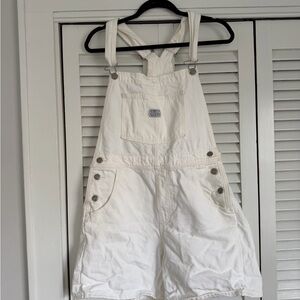 Levi's Cream Denim Overall Shorts